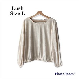 NWOT! Lush | Long Sleeve Cream Top | Size Large | electives cuffs & hem